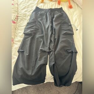 Black Cargo Parachute Pants